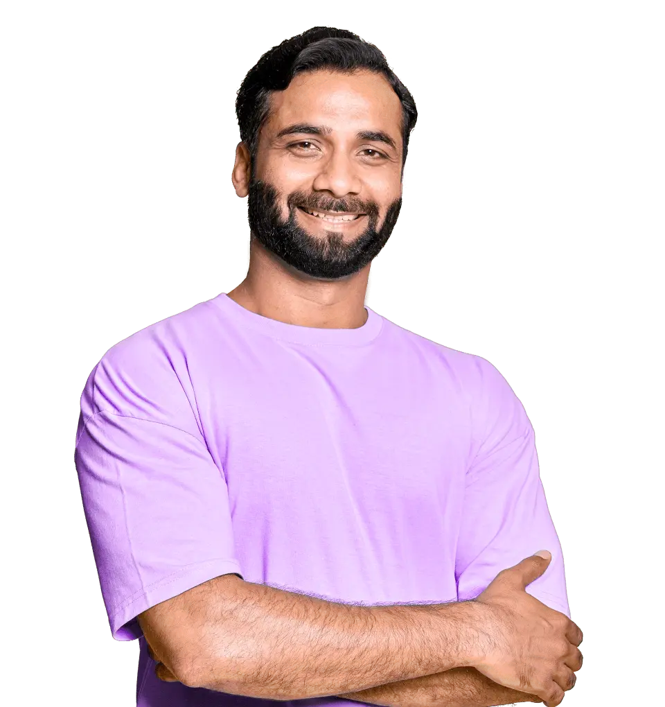 Smiling man in a light shirt